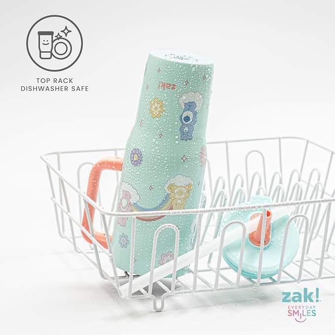 Zak Designs Care Bears Sutton Travel Tumbler for On the Go, 30oz Stainless Steel with Vacuum Insulation, Silicone Straw, and Carry Handle for Cold Drinks (Care Bears)