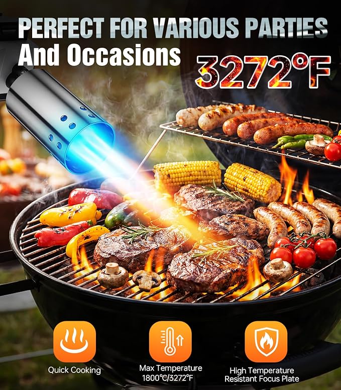 Powerful Propane Torch Gun, Kitchen cooking Torch lighter with Adjustable Flame, Flame Thrower Gun Butane Torch for Searing Steak, BBQ, Campfire, Fireplace (Tank Not Included)(Camouflage)