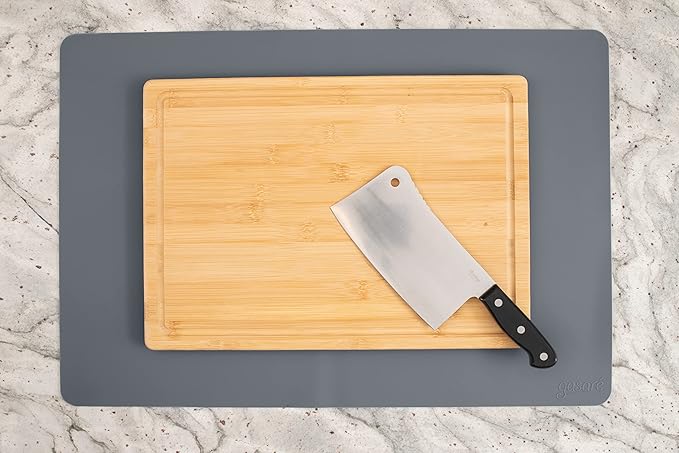 GASARÉ, Extra Large, Thick, Silicone Mat for Kitchen Counter, Heat Resistant Mat, Countertop Protector, Non-Slip, Easy to Clean, Cuttable, 25 x 17 Inches, Gray