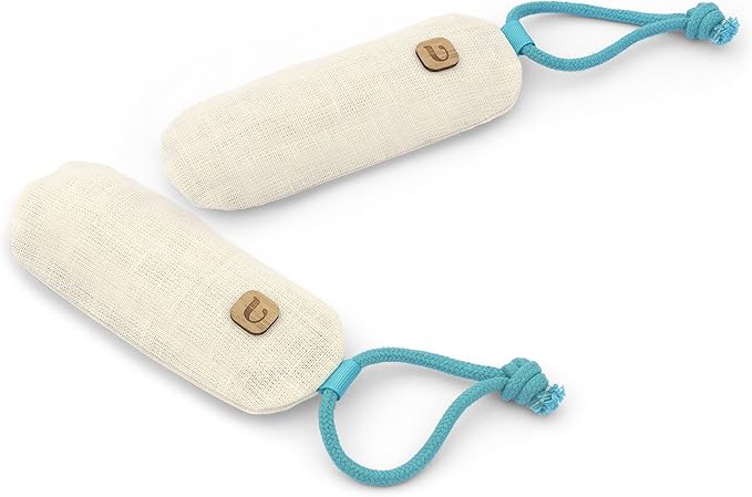 PURGGO Bamboo Charcoal Air Purifying Bag - Lasts 365+ Days - Shoe Deodorizer, Odor Eliminator - No Chemicals - Air Freshener for Shoes and Closet - Remove Odor Naturally [2 Pack] [Beige]