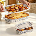 ACMLIFE Ceramic Casserole Dish with Lids for Oven, Large Baking Dish with Lid and Small Ceramic Casserole Dishes with Lid, Bakeware Set Baking Pan Lasagna Pan with Lids & Handles 4 Pcs Set (13x8 Inch+ 8x6 Inch, 2.01 Quart+0.85 Quart, Blue and White), C...