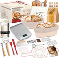 Sourdough Starter Kit with Scale, Glass Jar and Banneton Bread Proofing Basket - Complete Sourdough Bread Baking Supplies, Sour Dough Making Essentials Tools, Gift for Bakers Beiginner Women Wife Mom