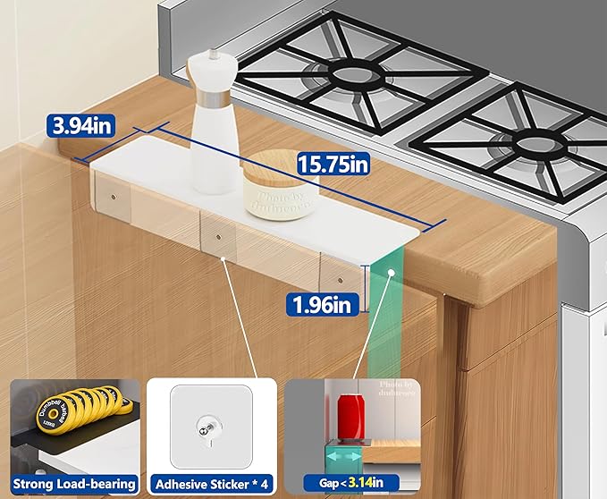Metal Kitchen Refrigerator Gap Partition Countertop Gap Extension Board, Refrigerator Side Partition, Gap Covers Between Countertop And Walls, No Drill (White, 15.75 * 3.93inch)