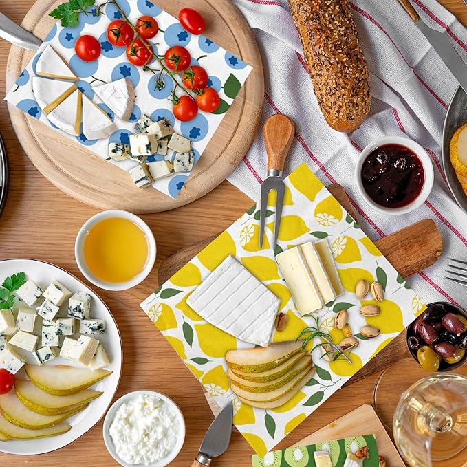 Whaline 240Pcs Fruit Wax Paper Summer Lemon Pineapple Strawberry Deli Wrap 11.8 Inch Colorful Blueberry Kiwi Sandwich Waterproof Greaseproof Picnic Liners for Party Kitchen Supplies