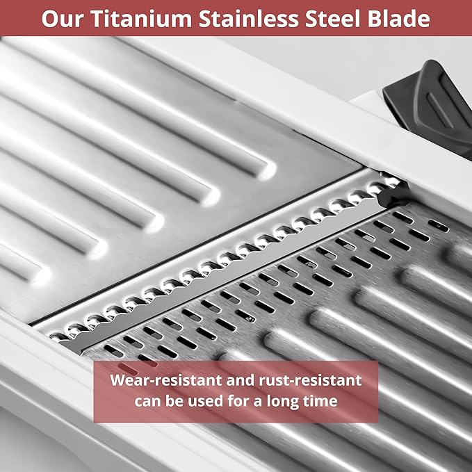 24-In-1 Mandoline Slicer for Kitchen with Waffle Fry Cutter Blade,Adjustable Kitchen Mandoline Slicer,Food Chopper,Safe Mandoline Food Slicer,Mandolin with Waffle Fry Cutter-Grey