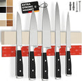 CUCINO Magnetic Knife Holder for wall, 16" no drilling required, includes self-adhesive tape, extra strong for holding knives – Awarded magnet strip – Beige Rubber