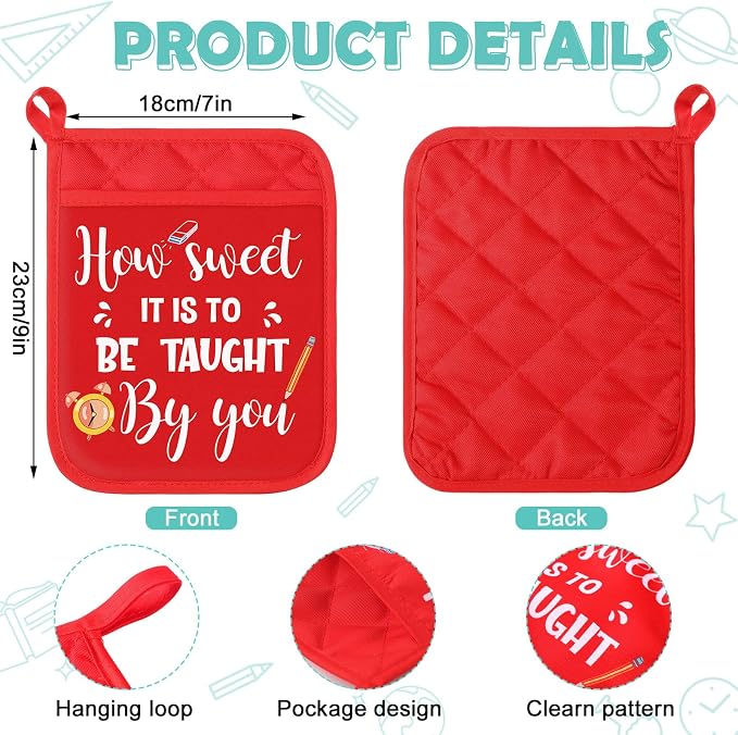 Yaomiao 24 Pcs Teacher Appreciation Pot Holders with Silicone Spatula Set Silicone Spatula Set with Wooden Handles Pot Holders Thank You Teacher Kitchen Utensils Baking Gifts for Teacher's Day