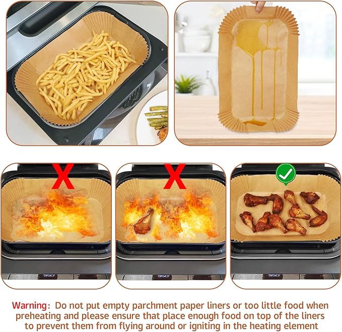 Ninja Smart XL Air Fryer Liners - 120 Pcs Disposable Parchment Paper Rectangular For Ninja Foodi Air Fryer Accessories