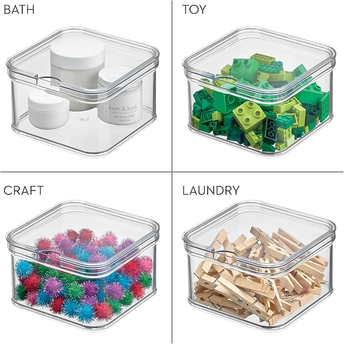 iDesign Stackable Fridge Organizer Bins with Lids for Fresh Produce - Set of 6 - Clear
