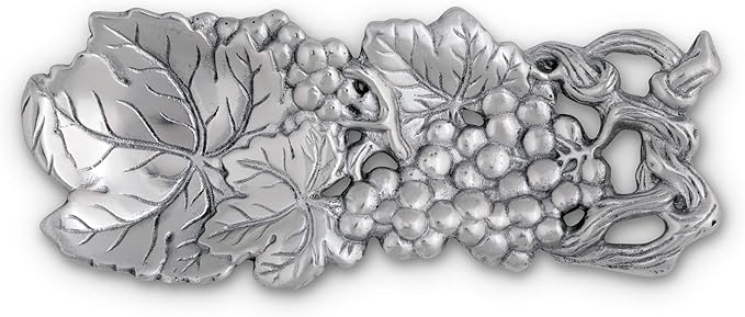 Arthur Court Grape Pattern Spoon Rest - Aluminum Metal Decorative - Holder for Kitchen, Spatula Ladle, Brush and Other Cooking Utensils 8.5 inch x 3.5 inch