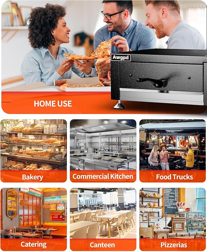Electric Pizza Oven Indoor Countertop Pizza Oven Commercial Pizza Maker Machine for Home with Timer Stainless Steel Pizza Cooker, Suitable for Both Commercial and Home Use (Black1)