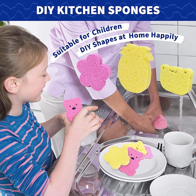 CELOX 24 Pack Durable Kitchen Sponges and Dish Scrubber with Soap Dispenser for Pots, Dishes, Bowls