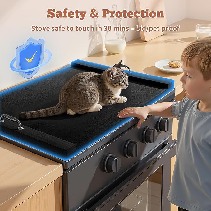 Gas Stove Top Cover: Wooden 30 * 22 Inches Electric Stovetop Covers, Noodle Board with Handles, Wood RV Cutting Board for Kitchen Counter