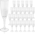 Plastic Champagne Flutes, Champagne Glasses Bulk, Reusable Unbreakable Acrylic Wine Glasses Goblets for Weddings Bachelor Parties Toasting Bridal Shower (24,Transparent)