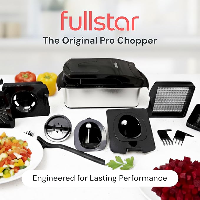 Fullstar The Original Pro Chopper - Vegetable Chopper and Spiralizer, Food Chopper with Container, Fruit Slicer, Kitchen Gadgets & Gifts, Home Essentials (9 in 1, Stainless Steel)