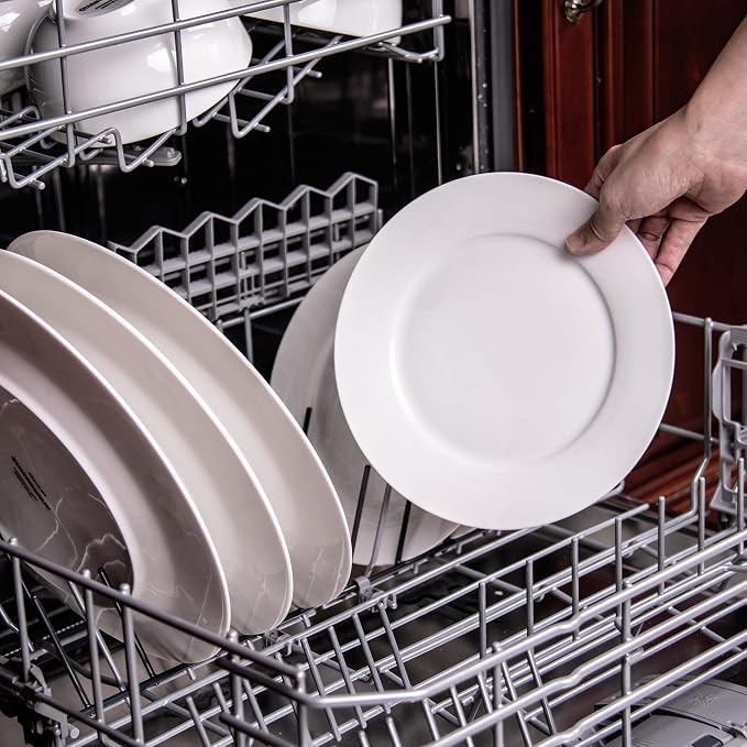 16-Piece Dinnerware Set for 4, White Porcelain Plates and Bowls, Chip Resistant Dishwasher Safe for Family Dining and Daily Use