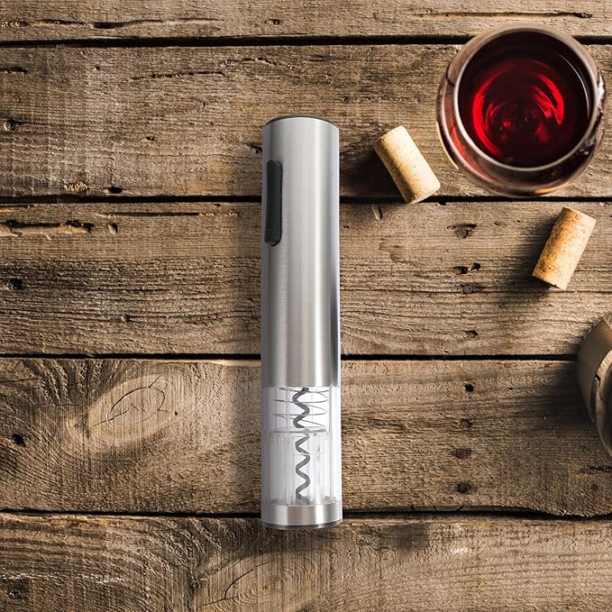 Sosoport Automatic Electric Wine Bottle Opener Rechargeable Stainless Steel Corkscrew with Foil Cutter Vacuum Stopper USB Charging Base for Home Party Bar Use