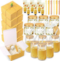 Reallnaive 6 Sets Baby Shower Prizes for Game Winners, Baby Shower Favors Including Glass Cup Scented Candles Hand Cream Pens Gift Box with Raffia for Gender Reveal Wedding Bridal Party Prizes(Yellow)