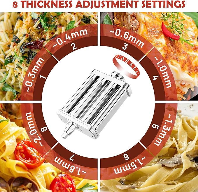 3-in-1 Pasta Attachment for KitchenAid Stand Mixer - Stainless Steel Pasta Maker with Roller, Spaghetti & Fettuccine Cutters | Professional Pasta Accessories for Homemade Noodles & Italian Cuisine