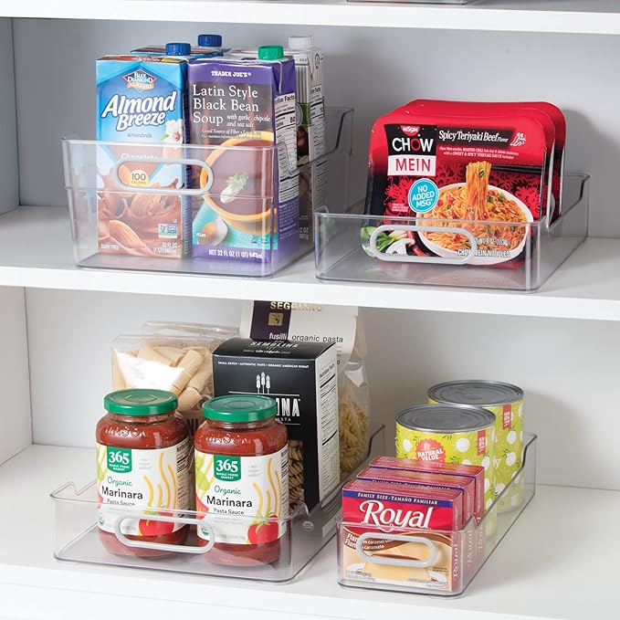 Oggi Cabinet/Drawer Storage Bin - 12" x 8.75", Clear/Gray, Ideal for Kitchen Organization, Pantry Storage, Fridge Organizing - Set of 6, (9771 (7771))