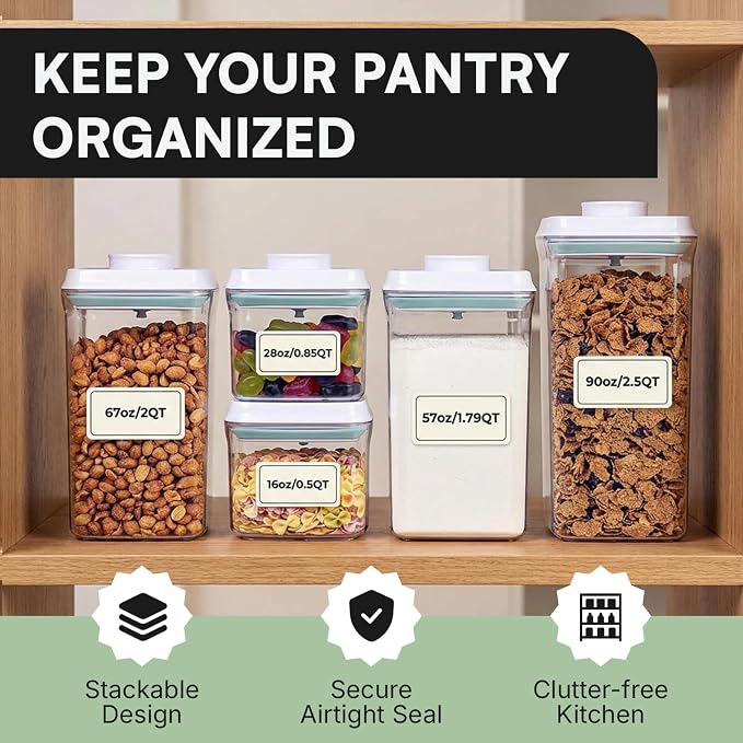 Bop Top Airtight Food Storage Containers with Lid 8 Cups / 67 oz | Kitchen Canister Sets | Air Tight Pantry Container | Pop Top Dry Food Storage Containers for Snacks, Sugar, Flour, Baking, Pasta