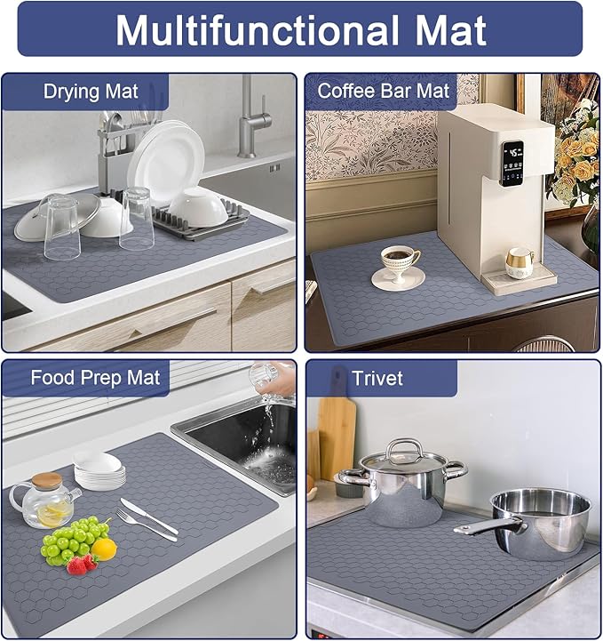Stove Top Covers for Electric Stove - 28" x 20" Large Stove Cover, Heat Resistant Silicone Stove Top Protector, XL Dish Drying Mat for Kitchen, Ceramic Range & Glass Cooktop Protector Mat, Grey