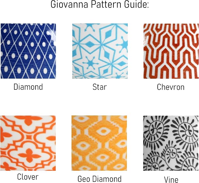 Elama Giovanna 16 Piece Assorted Design Porcelain Multi-Color Graphic Double Bowl Dinnerware Set, Tableware, Serveware, Dinnerware Set, Bowl Set (16 Piece)