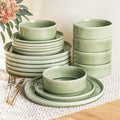 AmorArc Ceramic Dinnerware Sets, Handmade Reactive Glaze Stoneware Plates and Bowls Sets,Highly Chip and Crack Resistant | Dishwasher & Microwave Safe Dishes Set, Service for 6 (18pc)