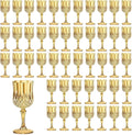 7OZ Plastic Wine Glasses, Reusable Vintage Goblets Unbreakable Drinking Glasses Crystal Water Cups Champagne for Wedding, Parties (48, Gold)