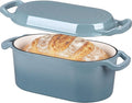 VORRINGARD Oval Dutch Oven Pot with Lid, Enamel Coating Cast Iron Bread Pans for Homemade Sourdough Bread Baking, Cooking, 4 Quart, Sea Salt