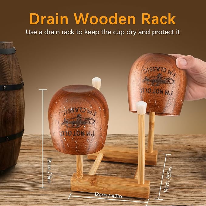 GENUINED 8oz Original Wooden Engraved Bourbon Drinking Glass, Old Fashioned Wooden Whiskey Glasses(1 Pack), Bourbon Gifts for Men