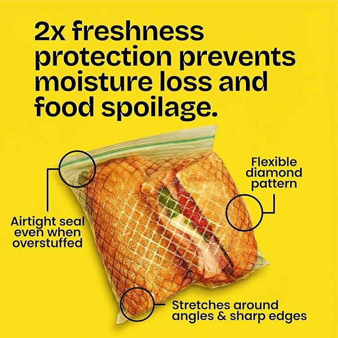 Glad Flex'N Seal Food Storage Plastic Bags, Sandwich, 100 Count, Pack of 4 (Package May Vary)