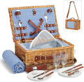 Wicker Picnic Basket Set for 2 Person with Cooler Compartment and Waterproof Picnic Blanket,Removable Strap,Cutlery Set,for Camping,Day Travel,Beach,Hiking,BBQ and Family/Couples Gifts