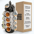 Made Easy Kit Carousel Coffee Pod Holder - Compatible with Keurig K-Pods K-Cups - Countertop 360 Spin Rack Storage Organizer - Revolving Base - Capsule Café Station Bar (Rooster Black, Small)