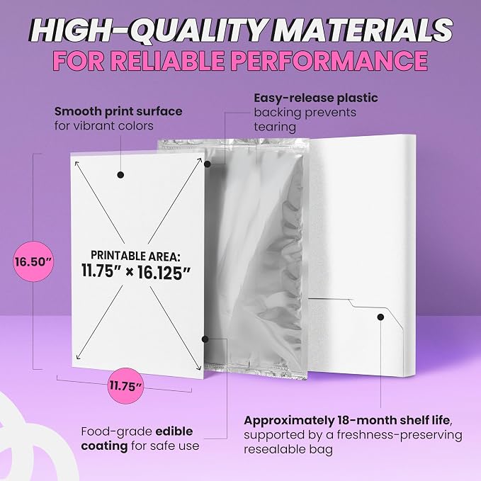 paper2eat Frosting Sheets Premium XL 11.75" x 16.50" (A3) - 30 count - White Edible Icing Sheets - Kosher Certified