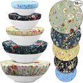 Patelai 10 Pcs Bowl Covers Reusable in 5 Size Stretch Cloth Fabric Elastic Food Storage Bowl Covers Bread Sourdough Lids for Proofing Food Fruits Leftover (Colorful,Rich Flowers)