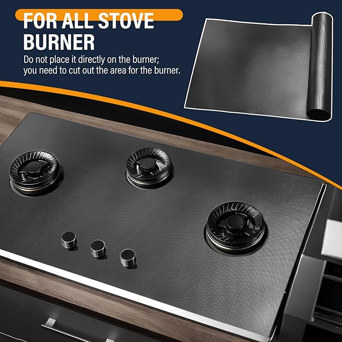 75"x39" Teflon Liner Roll for Ovens, Stovetops & Grills - Cut to Custom Fit - Versatile Non-Stick Teflon Mat, Can Use As Oven Liner, Grill Mat, Stovetop Cover, Baking Sheet