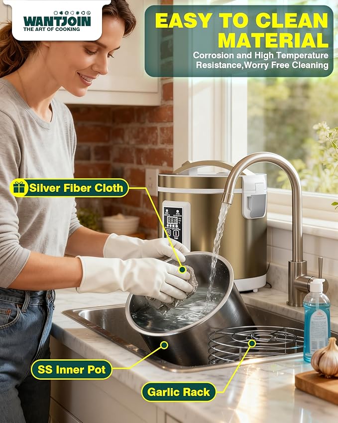 WantJoin Black Garlic Fermenter 7.5L - Full Automatic Black Garlic Maker, Intelligent Control, 360°Even Dry Heating, Makes 4-6 LBS Black Garlic Fermenter Machine, For Multi Clove&Whole Clove Garlic