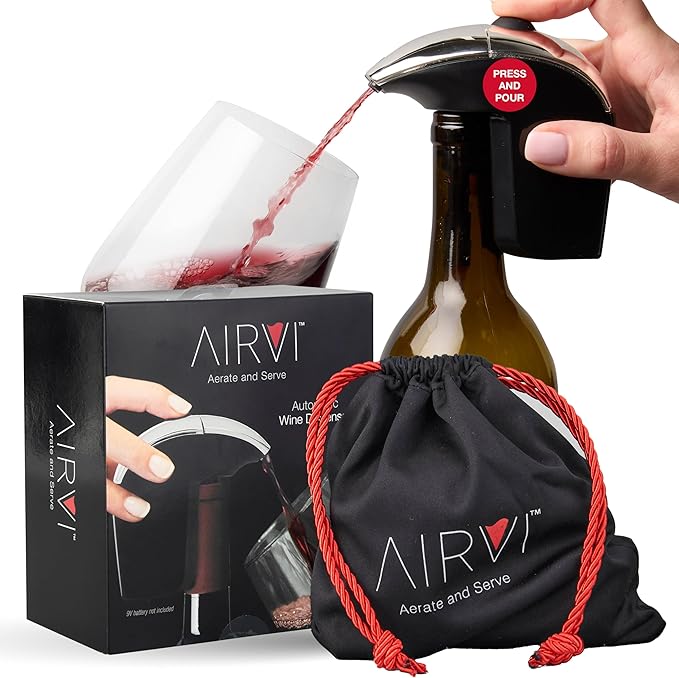 Automatic Wine Dispenser - Electric Aerator Pourer Spout and Decanter, Hands-Free, No-Spill, No-Drip – Enhances Aroma and Flavor – Premium Gifts, Accessories for Wine Lovers, Drinkers (Silver)
