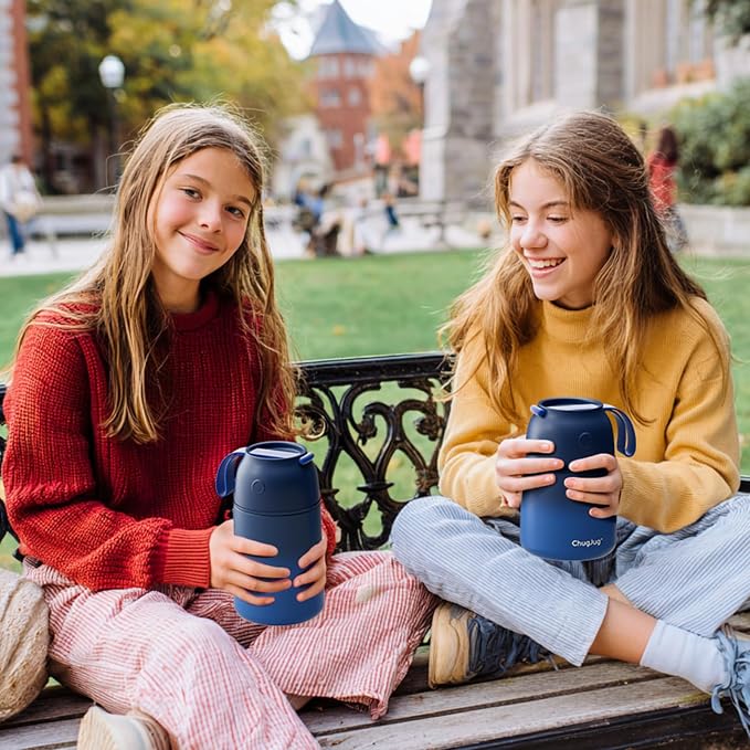 2 Pack Insulated Food Jar Set, 26oz & 18oz Stainless Steel Vacuum Insulated Soup Containers for Hot Food, Leak-Proof Thermal Food Jars with Spoons, Cute Stylish Design for School, Work & Travel (Blue)