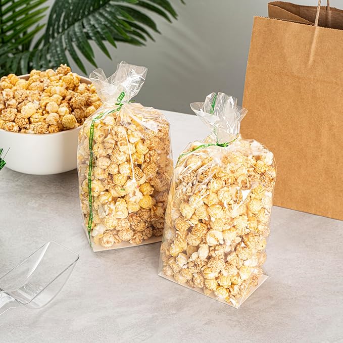 Resturantware Plastic Gusset Bags 100 Count 5" x 3" x 12" Wicker Dispensing Bottom Gusset Clear Plastic Bags Heat Sealable For Sourdough Bread Cookies Pastries Rolls For Home Bakers And Bakeries