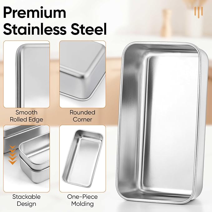 LIANYU Bread Pans Set, 16 Pack Stainless Steel Bread Loaf Pans for Baking, 9x5 Inch and 6.3x3.5 Inch Small Loaf Pans for Homemade Bread Brownies Cake, Oven Safe & Dishwasher Safe, 8 Medium+8 Small