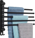 5-Arm Swivel Towel Rack - 180° Rotating Wall Mounted - 304 Stainless Steel Rustproof - Heavy Duty Space Saving for Bathroom Kitchen Laundry Room (Matte Black)