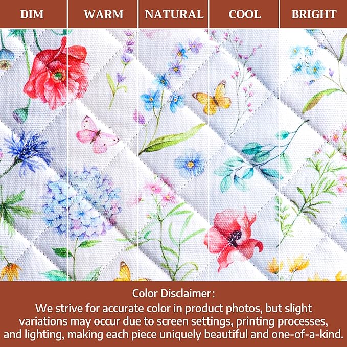Maison d' Hermine Pot Holders 100% Cotton Heat Resistant Potholders 8" x 8" Hot Pads with Loop BBQ Cooking Baking Gifts for Mothers Day Handling Hot Pans Spring/Summer (Pack of 2, Just Floral)