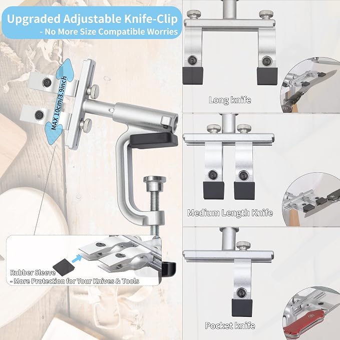 CWOVRS Knife Sharpening System, RX-009 Precision Knife Sharpener, 360° Flip Rotation, Upgraded Fixed-Angle Knife Sharpener Kit & Adjustable Knife-Clip, Chef Knife Sharpening Kit, 10 Stones+ Polish Kit