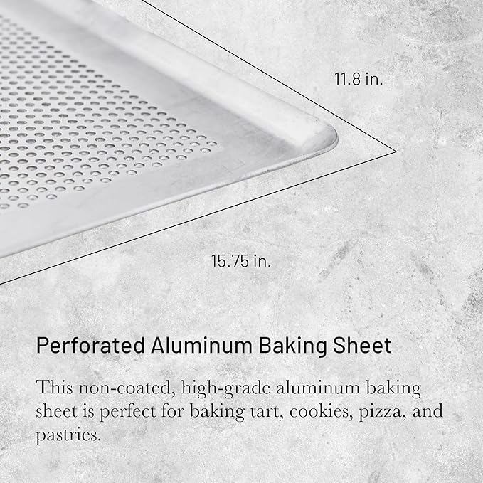de Buyer Perforated Aluminum Baking Sheet - 15.75” x 11.8” - Perfect for Pastries, Cakes & Tarts - Easy to Clean