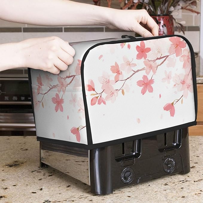 Toaster Cover 2 Slice Pastel Flower Cherry Blossom Kitchen Small Appliance Covers with Pockets Dust and Fingerprint Protection