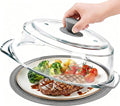 Glass Microwave Splatter Cover for Food with Microwave Place Mat - Sturdy Plate Guard Lid with Vent Holes and Easy-Grip Silicone Handle - BPA Free, Dishwasher Safe (Grey)