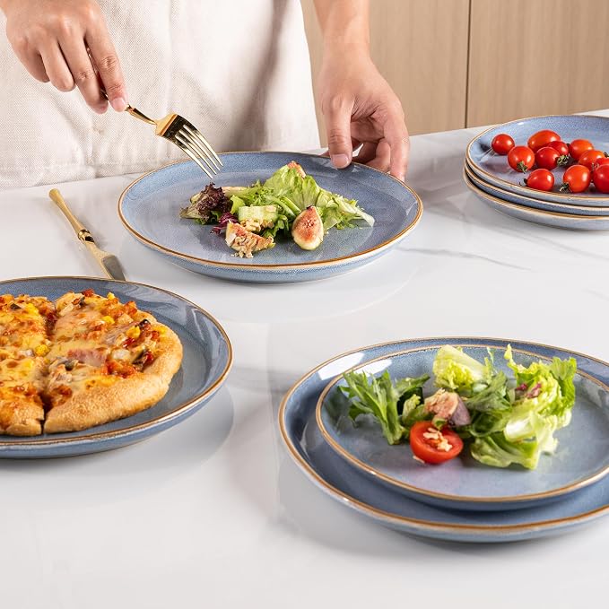 AmorArc Ceramic Dinnerware Sets,Handmade Reactive Glaze Stoneware Plates and Bowls Sets,Highly Scratch Resistant | Dishwasher & Microwave Safe Dishes Set,Service for 8 (24pc)
