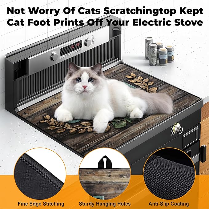 Stove Top Cover- Mat for Electric Stove Protector with Anti-Slip Rubber Coating Dish Drying Mats Scratch-Resistant (grateful, 30" x 21")